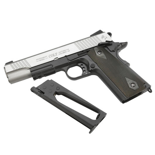 Cybergun Colt 1911 Rail Gun Vollmetall CO2 BlowBack 6mm BB Stainless Dual Tone Version Bild 4