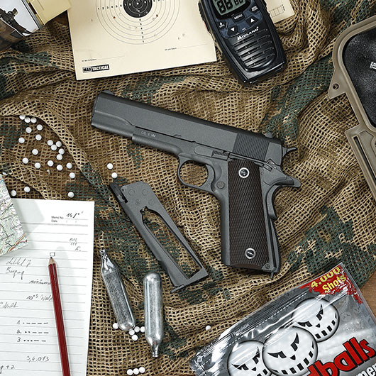 KWC M1911A1 Military Vollmetall CO2 BlowBack 6mm BB Parkerized Bild 1