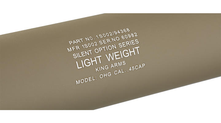 King Arms Light Weight Aluminium Silencer 290 x 40mm 14mm- Dark Earth Bild 4