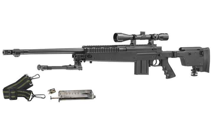 Well MB4407D Mini-HE Snipergewehr inkl. Zweibein / Zielfernrohr Springer 6mm BB schwarz