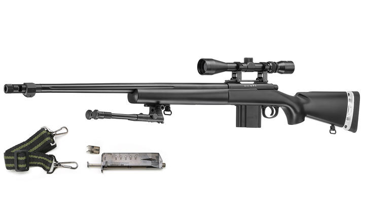 Versandrcklufer Well MB4405D M24 SWS Snipergewehr inkl. Zweibein / Zielfernrohr Springer 6mm BB schwarz
