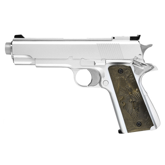 HFC M1911 Eagle-Style Gas NBB Softairpistole 6mm BB silber