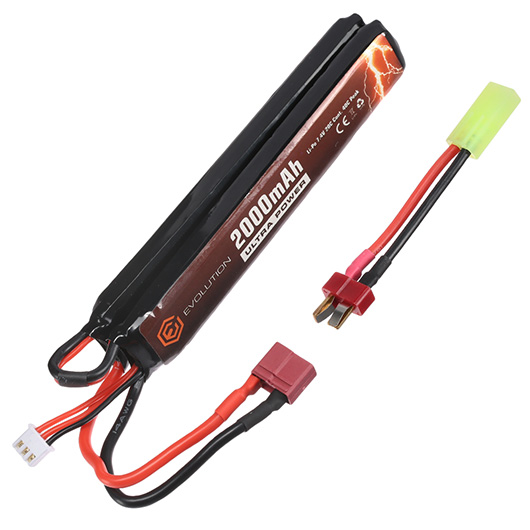 Evolution Ultra-Power LiPo Akku 7,4V 2000mAh 20C / 40C Small-Long Two-Panel Type m. T-Stecker + Mini-Tam Adapter Bild 3