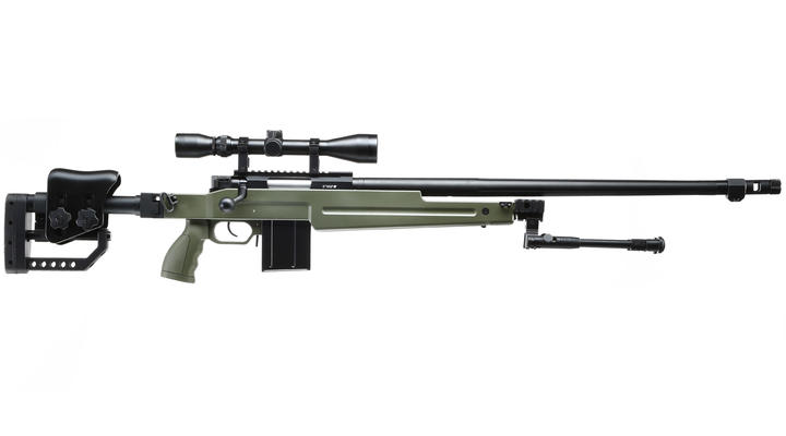 Well MB4415D Elite Tactical Snipergewehr inkl. Zweibein / Zielfernrohr Springer 6mm BB oliv Bild 2