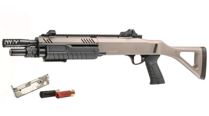 BO Manufacture Fabarm STF12 11 Zoll Compact Shotgun Springer 6mm BB FDE
