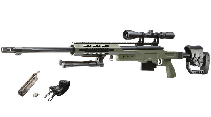 Well MB4411D MSR Snipergewehr inkl. Zweibein / Zielfernrohr Springer 6mm BB oliv