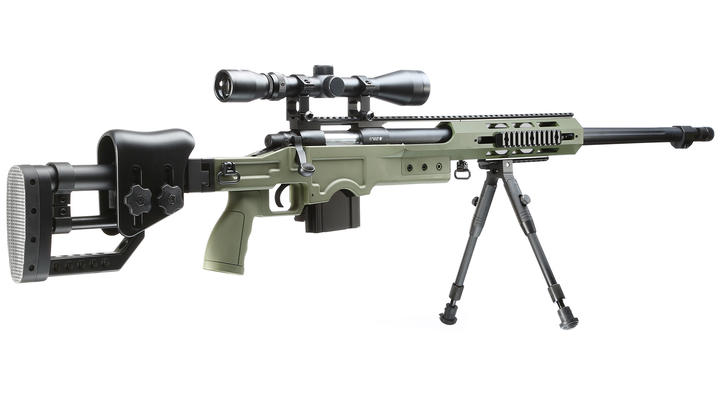 Well MB4411D MSR Snipergewehr inkl. Zweibein / Zielfernrohr Springer 6mm BB oliv Bild 3