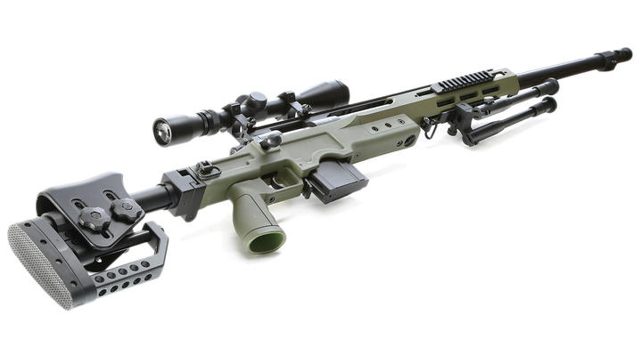 Well MB4411D MSR Snipergewehr inkl. Zweibein / Zielfernrohr Springer 6mm BB oliv Bild 8