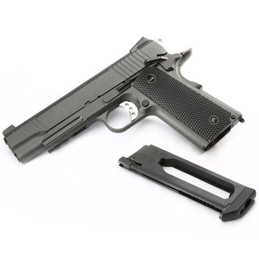 Well M1911 TAC Vollmetall CO2 Blowback 6mm BB grau inkl. Koffer Bild 4