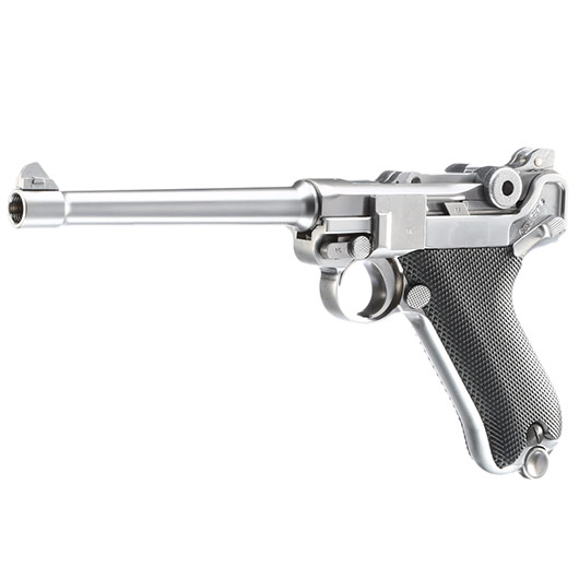 Wei-ETech P08 Airsoft Vollmetall GBB 6mm BB Chrome-Finish Version - 6 Zoll Version
