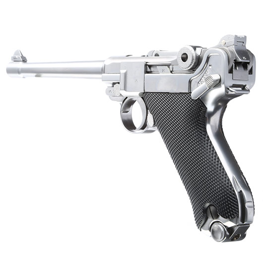 Wei-ETech P08 Airsoft Vollmetall GBB 6mm BB Chrome-Finish Version - 6 Zoll Version Bild 3