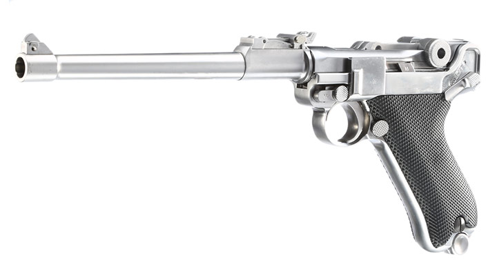 Wei-ETech P08 Airsoft Vollmetall GBB 6mm BB Chrome-Finish Version - 8 Zoll Version