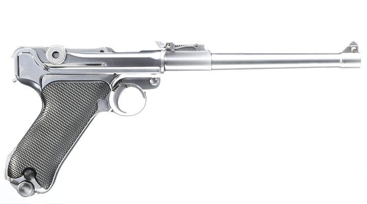 Wei-ETech P08 Airsoft Vollmetall GBB 6mm BB Chrome-Finish Version - 8 Zoll Version Bild 2