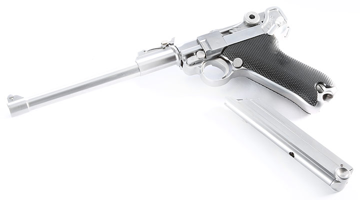 Wei-ETech P08 Airsoft Vollmetall GBB 6mm BB Chrome-Finish Version - 8 Zoll Version Bild 4