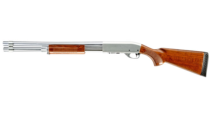 Qingliu M870 Long-Type Shotgun Vollmetall Echtholz Springer 6mm BB silber Bild 1