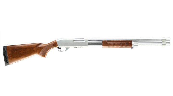 Qingliu M870 Long-Type Shotgun Vollmetall Echtholz Springer 6mm BB silber Bild 2