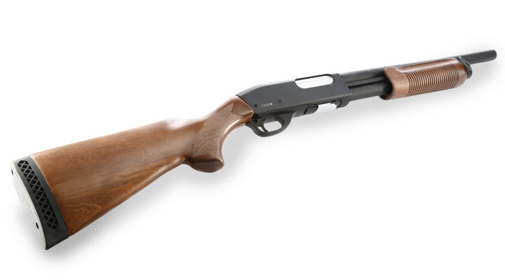 Qingliu M870 Medium-Type Shotgun Vollmetall Echtholz Springer 6mm BB schwarz Bild 4