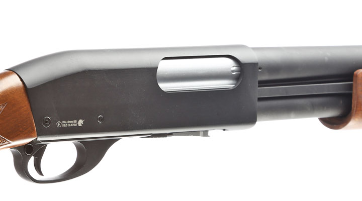 Qingliu M870 Medium-Type Shotgun Vollmetall Echtholz Springer 6mm BB schwarz Bild 7