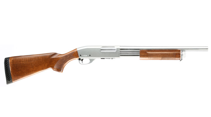 Qingliu M870 Medium-Type Shotgun Vollmetall Echtholz Springer 6mm BB silber Bild 2