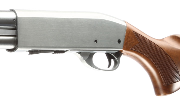 Qingliu M870 Medium-Type Shotgun Vollmetall Echtholz Springer 6mm BB silber Bild 6