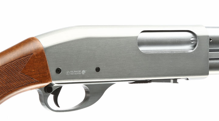 Qingliu M870 Medium-Type Shotgun Vollmetall Echtholz Springer 6mm BB silber Bild 7