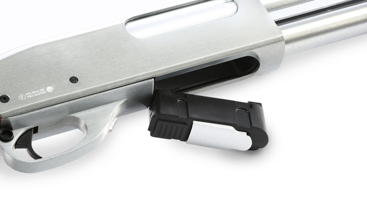 Qingliu M870 Medium-Type Shotgun Vollmetall Echtholz Springer 6mm BB silber Bild 9