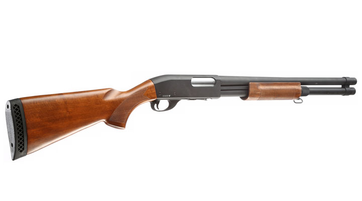 Qingliu M870 Long-Type Shotgun Vollmetall Echtholz Springer 6mm BB schwarz Bild 3