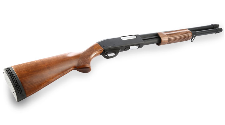 Qingliu M870 Long-Type Shotgun Vollmetall Echtholz Springer 6mm BB schwarz Bild 4