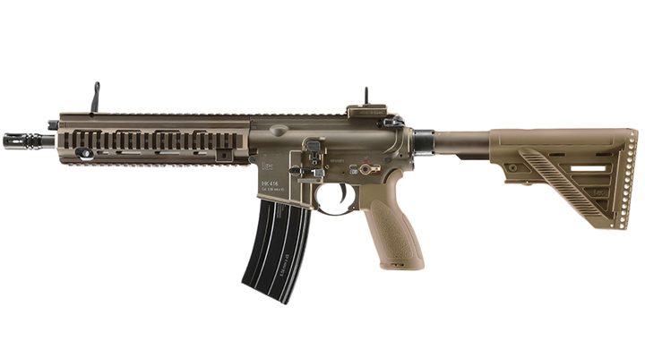 Versandrcklufer VFC Heckler & Koch HK416 A5 Next Generation Mosfet Vollmetall S-AEG 6mm BB RAL 8000 grnbraun Bild 1