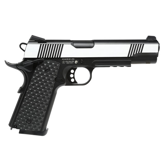 Nuprol Raven M1911 MEU Railed Vollmetall GBB 6mm BB silber / schwarz Bild 3