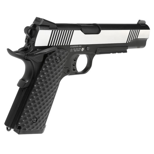 Nuprol Raven M1911 MEU Railed Vollmetall GBB 6mm BB silber / schwarz Bild 4