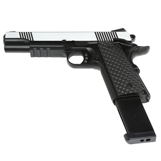 Nuprol Raven M1911 MEU Railed Vollmetall GBB 6mm BB silber / schwarz Bild 5