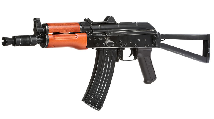 APS AKS-74U Vollmetall Echtholz BlowBack S-AEG 6mm BB schwarz - Used Look Edition