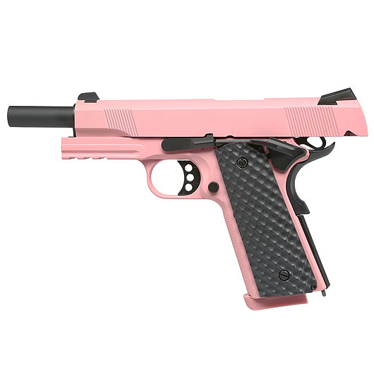 Nuprol Raven M1911 MEU Railed Vollmetall GBB 6mm BB pink Bild 2