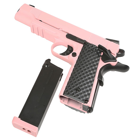 Nuprol Raven M1911 MEU Railed Vollmetall GBB 6mm BB pink Bild 6