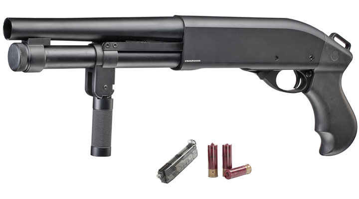 Golden Eagle M8876 Vollmetall Pump Action Gas Shotgun 6mm BB schwarz