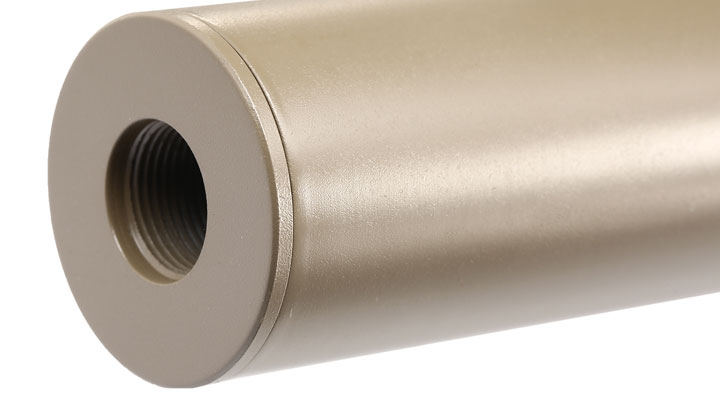 APS Sub-Sonic Aluminium Suppressor 190 x 33mm 14mm+ / 14mm- Desert Tan Bild 4