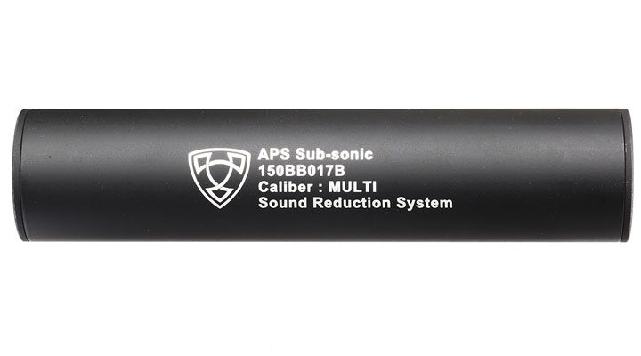 APS Sub-Sonic Aluminium Suppressor 150 x 33mm 14mm+ / 14mm- schwarz Bild 2