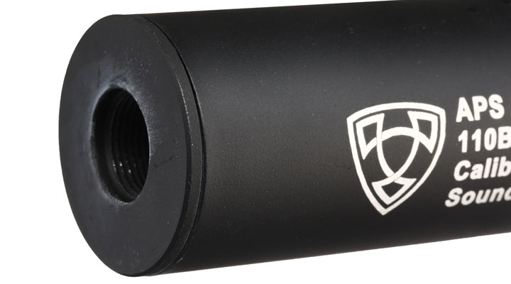 APS Sub-Sonic Aluminium Suppressor 110 x 33mm 14mm+ / 14mm- schwarz Bild 4