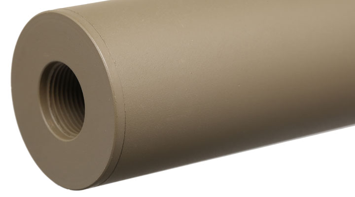 APS Sub-Sonic Aluminium Suppressor 230 x 33mm 14mm+ / 14mm- Desert Tan Bild 4