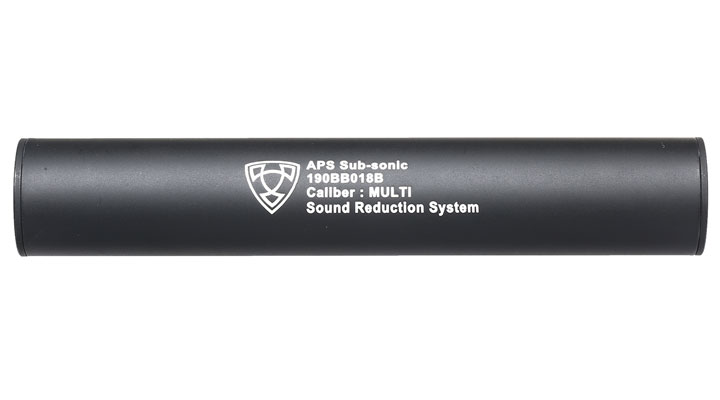 APS Sub-Sonic Aluminium Suppressor 190 x 33mm 14mm+ / 14mm- schwarz Bild 2