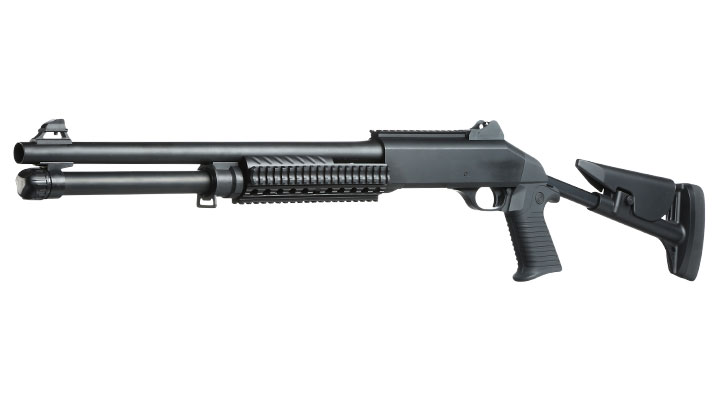 Nuprol Sierra Storm Bravo Tactical Tri-Barrel Shotgun Flex Stock Polymer Springer 6mm BB schwarz