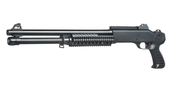 Nuprol Sierra Storm Charlie Tactical Tri-Barrel Shotgun Vollmetall Springer 6mm BB schwarz