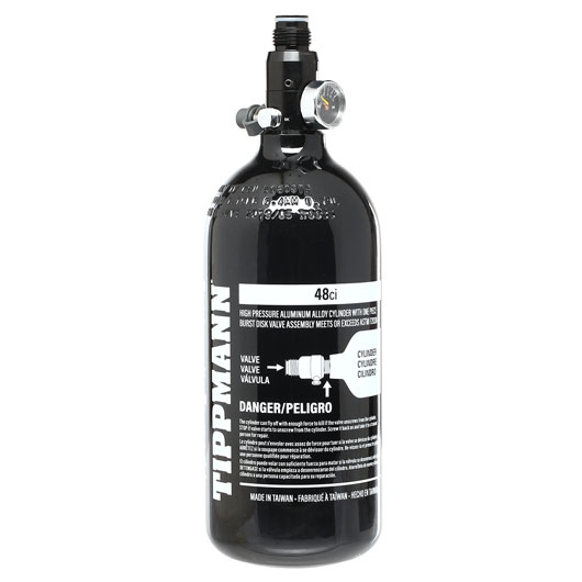 Tippmann 0,8L / 48ci HPA Tank mit Regulator 3000 PSI / 850 PSI schwarz