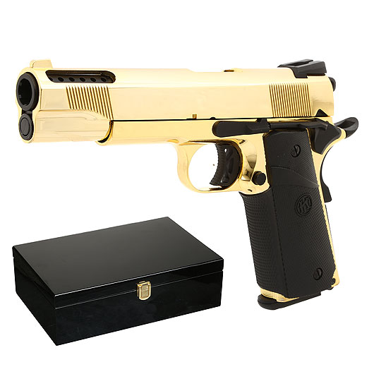 Versandrcklufer KLI M1911 V12 Vollmetall GBB 6mm BB Plated Gold-Finish - Luxury Edition
