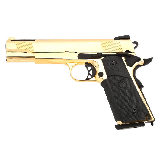 KLI M1911 V12 Vollmetall GBB 6mm BB Plated Gold-Finish Bild 1