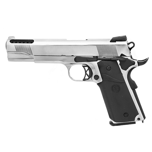 KLI M1911 V12 Vollmetall GBB 6mm BB Platinum Chrome-Finish Bild 1