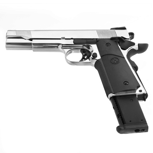 KLI M1911 V12 Vollmetall GBB 6mm BB Platinum Chrome-Finish Bild 5