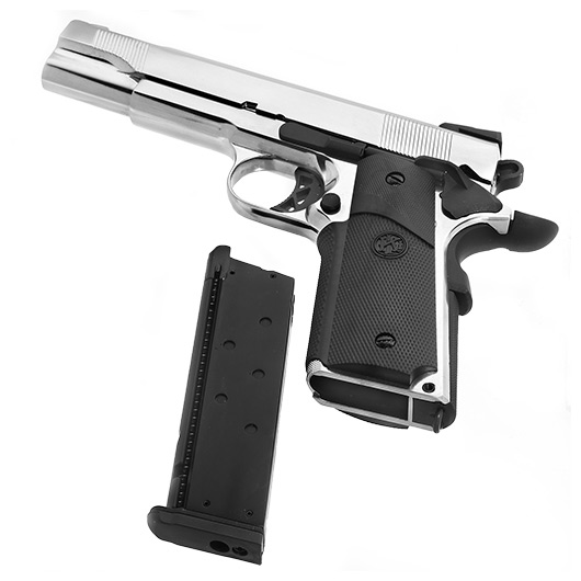 KLI M1911 V12 Vollmetall GBB 6mm BB Platinum Chrome-Finish Bild 6