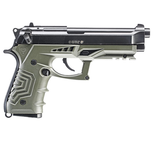 HFC M92 GripTac Airsoftpistole Vollmetall GBB 6mm BB oliv inkl. Pistolenkoffer Bild 3
